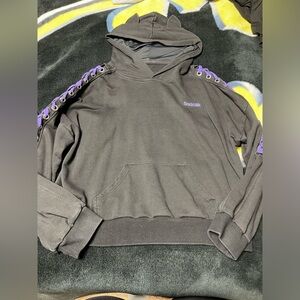 Blackmilk XL Black Purple Cat Ears Lace Hoodie